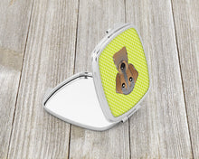 Load image into Gallery viewer, Checkerboard Lime Green Wirehaired Dachshund Compact Mirror – Stylish Purse Mirror with Artistic Covers BB1295SCM