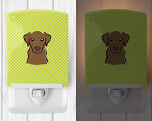 Load image into Gallery viewer, Checkerboard Lime Green Chocolate Labrador Ceramic Night Light BB1296CNL