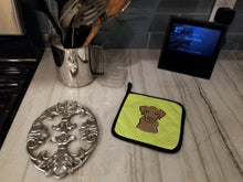 Load image into Gallery viewer, Checkerboard Lime Green Chocolate Labrador Pot Holders - Set of 2 - Heat-Resistant Kitchen Essentials BB1296PTHD