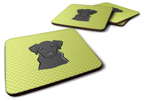 Load image into Gallery viewer, Checkerboard Lime Green Black Labrador Coasters - Set of 4 Lightweight Foam, Absorbent Drink Coasters BB1297FC