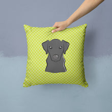 Load image into Gallery viewer, Checkerboard Lime Green Black Labrador Canvas Throw Pillow - 14x14 Decorative Pillow – Art for Your Home &amp; Patio BB1297PW1414