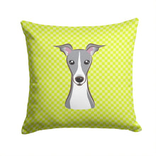 Load image into Gallery viewer, Checkerboard Lime Green Italian Greyhound Canvas Throw Pillow - 14x14 Decorative Pillow – Art for Your Home &amp; Patio BB1298PW1414