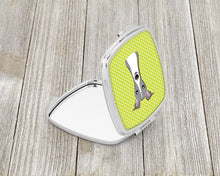 Load image into Gallery viewer, Checkerboard Lime Green Italian Greyhound Compact Mirror – Stylish Purse Mirror with Artistic Covers BB1298SCM