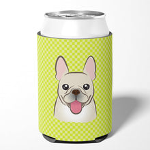 Load image into Gallery viewer, Checkerboard Lime Green French Bulldog Can or Bottle Hugger BB1300CC