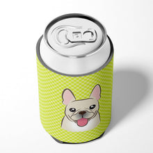 Load image into Gallery viewer, Checkerboard Lime Green French Bulldog Can or Bottle Hugger BB1300CC