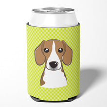 Load image into Gallery viewer, Checkerboard Lime Green Beagle Can or Bottle Hugger BB1301CC