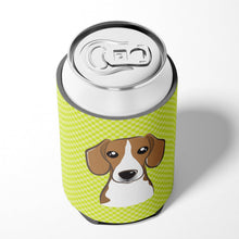Load image into Gallery viewer, Checkerboard Lime Green Beagle Can or Bottle Hugger BB1301CC