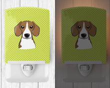 Load image into Gallery viewer, Checkerboard Lime Green Beagle Ceramic Night Light BB1301CNL