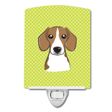 Load image into Gallery viewer, Checkerboard Lime Green Beagle Ceramic Night Light BB1301CNL