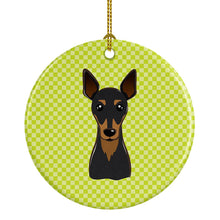 Load image into Gallery viewer, Checkerboard Lime Green Min Pin Ceramic Ornament BB1302CO1