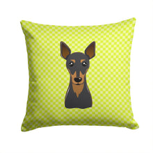 Load image into Gallery viewer, Checkerboard Lime Green Min Pin Canvas Throw Pillow - 14x14 Decorative Pillow – Art for Your Home &amp; Patio BB1302PW1414