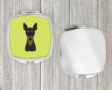 Load image into Gallery viewer, Checkerboard Lime Green Min Pin Compact Mirror – Stylish Purse Mirror with Artistic Covers BB1302SCM