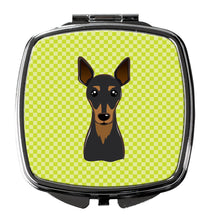 Load image into Gallery viewer, Checkerboard Lime Green Min Pin Compact Mirror – Stylish Purse Mirror with Artistic Covers BB1302SCM