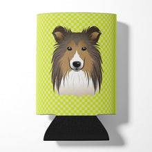 Load image into Gallery viewer, Checkerboard Lime Green Sheltie Can or Bottle Hugger BB1304CC