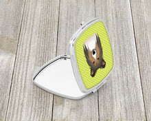 Load image into Gallery viewer, Checkerboard Lime Green Sheltie Compact Mirror – Stylish Purse Mirror with Artistic Covers BB1304SCM