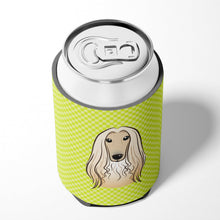 Load image into Gallery viewer, Checkerboard Lime Green Afghan Hound Can or Bottle Hugger BB1306CC
