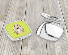 Load image into Gallery viewer, Checkerboard Lime Green Afghan Hound Compact Mirror – Stylish Purse Mirror with Artistic Covers BB1306SCM