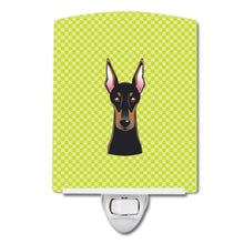 Load image into Gallery viewer, Checkerboard Lime Green Doberman Ceramic Night Light BB1307CNL