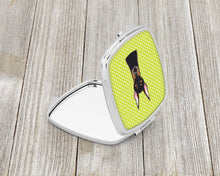 Load image into Gallery viewer, Checkerboard Lime Green Doberman Compact Mirror – Stylish Purse Mirror with Artistic Covers BB1307SCM