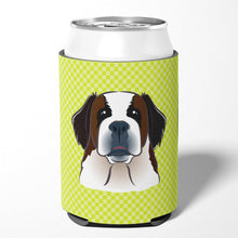 Load image into Gallery viewer, Checkerboard Lime Green Saint Bernard Can or Bottle Hugger BB1308CC