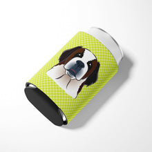 Load image into Gallery viewer, Checkerboard Lime Green Saint Bernard Can or Bottle Hugger BB1308CC
