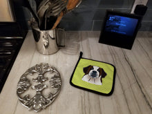Load image into Gallery viewer, Checkerboard Lime Green Saint Bernard Pot Holders - Set of 2 - Heat-Resistant Kitchen Essentials BB1308PTHD