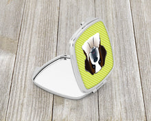 Load image into Gallery viewer, Checkerboard Lime Green Saint Bernard Compact Mirror – Stylish Purse Mirror with Artistic Covers BB1308SCM