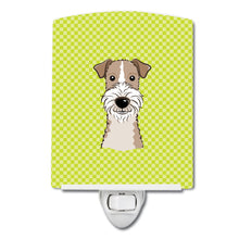 Load image into Gallery viewer, Checkerboard Lime Green Wire Haired Fox Terrier Ceramic Night Light BB1309CNL