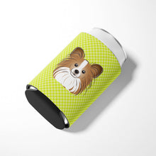 Load image into Gallery viewer, Checkerboard Lime Green Papillon Can or Bottle Hugger BB1310CC