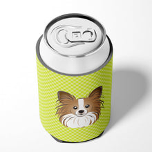 Load image into Gallery viewer, Checkerboard Lime Green Papillon Can or Bottle Hugger BB1310CC