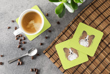 Load image into Gallery viewer, Checkerboard Lime Green Papillon Coasters - Set of 4 Lightweight Foam, Absorbent Drink Coasters BB1310FC