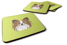 Load image into Gallery viewer, Checkerboard Lime Green Papillon Coasters - Set of 4 Lightweight Foam, Absorbent Drink Coasters BB1310FC