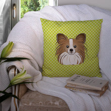 Load image into Gallery viewer, Checkerboard Lime Green Papillon Canvas Throw Pillow - 14x14 Decorative Pillow – Art for Your Home &amp; Patio BB1310PW1414