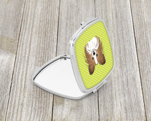 Load image into Gallery viewer, Checkerboard Lime Green Papillon Compact Mirror – Stylish Purse Mirror with Artistic Covers BB1310SCM