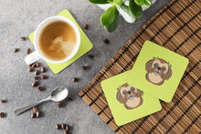Load image into Gallery viewer, Checkerboard Lime Green Chocolate Brown Shih Tzu Coasters - Set of 4 Lightweight Foam, Absorbent Drink Coasters BB1311FC