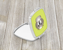 Load image into Gallery viewer, Checkerboard Lime Green Gray Silver Shih Tzu Compact Mirror – Stylish Purse Mirror with Artistic Covers BB1312SCM