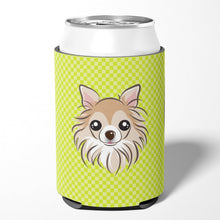 Load image into Gallery viewer, Checkerboard Lime Green Chihuahua Can or Bottle Hugger BB1313CC