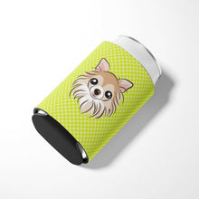 Load image into Gallery viewer, Checkerboard Lime Green Chihuahua Can or Bottle Hugger BB1313CC