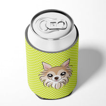 Load image into Gallery viewer, Checkerboard Lime Green Chihuahua Can or Bottle Hugger BB1313CC