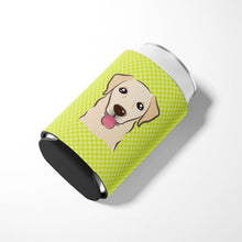 Load image into Gallery viewer, Checkerboard Lime Green Golden Retriever Can or Bottle Hugger BB1314CC