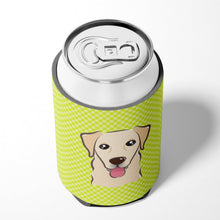 Load image into Gallery viewer, Checkerboard Lime Green Golden Retriever Can or Bottle Hugger BB1314CC