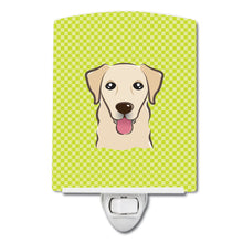 Load image into Gallery viewer, Checkerboard Lime Green Golden Retriever Ceramic Night Light BB1314CNL