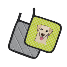 Load image into Gallery viewer, Checkerboard Lime Green Golden Retriever Pot Holders - Set of 2 - Heat-Resistant Kitchen Essentials BB1314PTHD