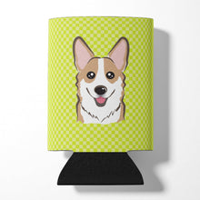 Load image into Gallery viewer, Checkerboard Lime Green Corgi Can or Bottle Hugger BB1315CC