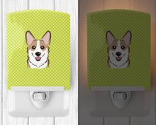 Load image into Gallery viewer, Checkerboard Lime Green Corgi Ceramic Night Light BB1315CNL
