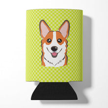 Load image into Gallery viewer, Checkerboard Lime Green Corgi Can or Bottle Hugger BB1316CC