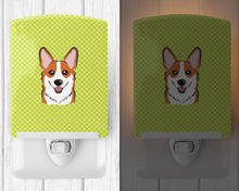Load image into Gallery viewer, Checkerboard Lime Green Corgi Ceramic Night Light BB1316CNL