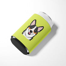 Load image into Gallery viewer, Checkerboard Lime Green Corgi Can or Bottle Hugger BB1317CC