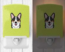 Load image into Gallery viewer, Checkerboard Lime Green Corgi Ceramic Night Light BB1317CNL