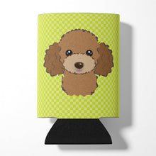 Load image into Gallery viewer, Checkerboard Lime Green Chocolate Brown Poodle Can or Bottle Hugger BB1318CC